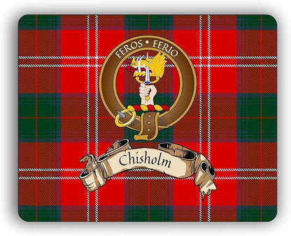 Scottish Clan Chisholm Tartan Crest Computer Mouse Pad
