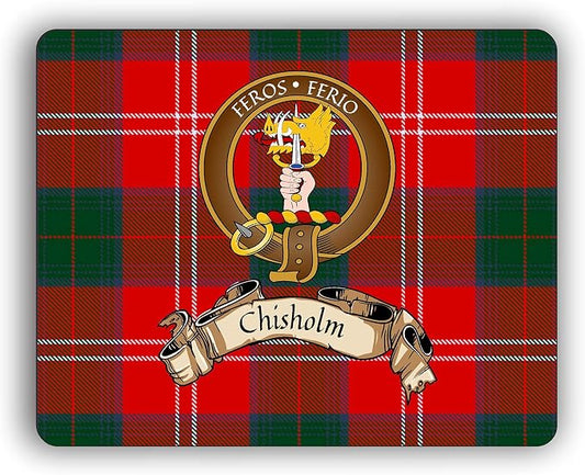 Scottish Clan Chisholm Tartan Crest Computer Mouse Pad
