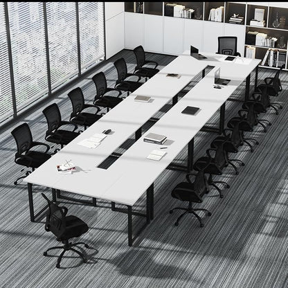 Bonzy Home 6FT Conference Table, 71" L x 32" W x 30" H Long Rectangle Meeting Table, Modern Seminar Table with Super Sturdy Metal Frame for Office, White