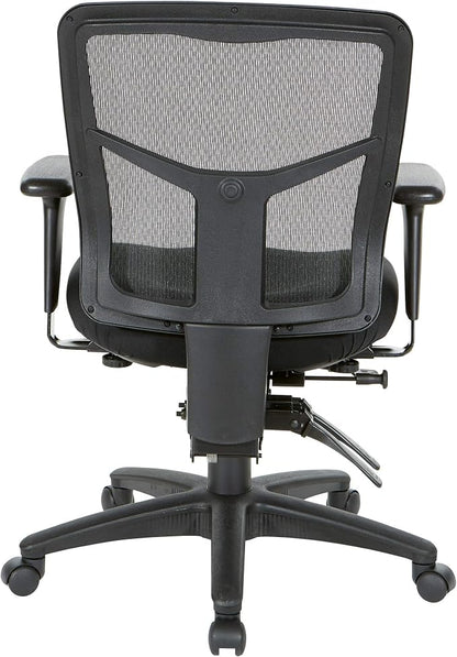 Office Star ProGrid Breathable Mesh Manager's Office Chair with Adjustable Seat Height, Multi-Function Tilt Control and Seat Slider, Mid Back, Coal FreeFlex Fabric