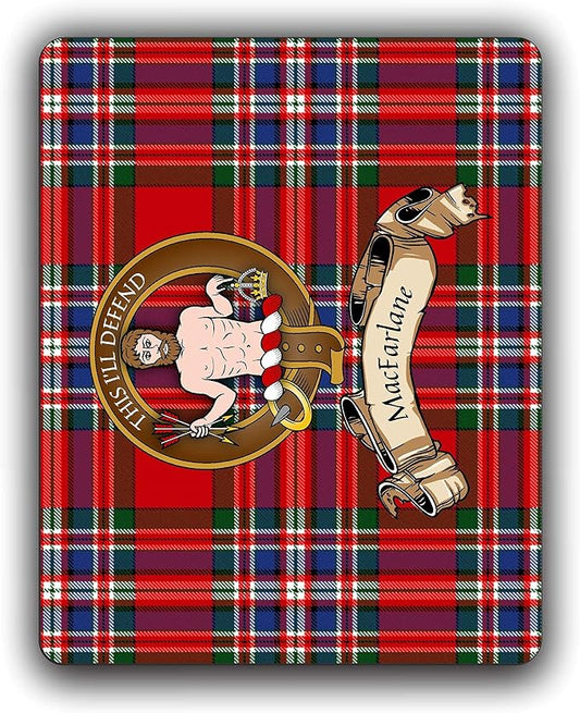 MacFarlane Scottish Clan Tartan Crest Computer Mouse Pad