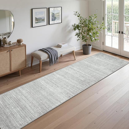 Valenrug Washable Rugs 2x10 - Stain Resistant 2x10 Area Rugs for Living Room, Non Slip Backing Large Area Rugs for Bedroom, Folable Machine Washable Area Rug (2'x10', Grey)
