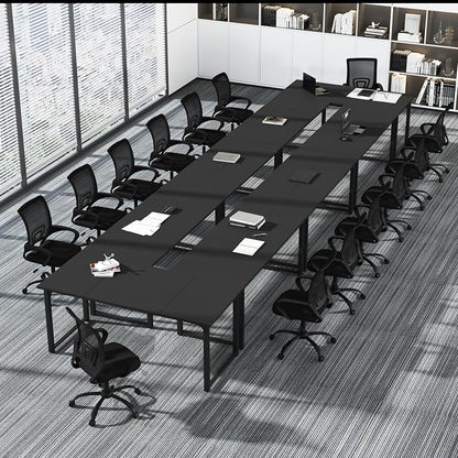Bonzy Home 24FT Conference Table, Modern Large Meeting Table Office Desks for 28 Person, Long Rectangle Table with Sturdy Metal Frame, 8PCS, 284" D x 64" W x 30" H, Black
