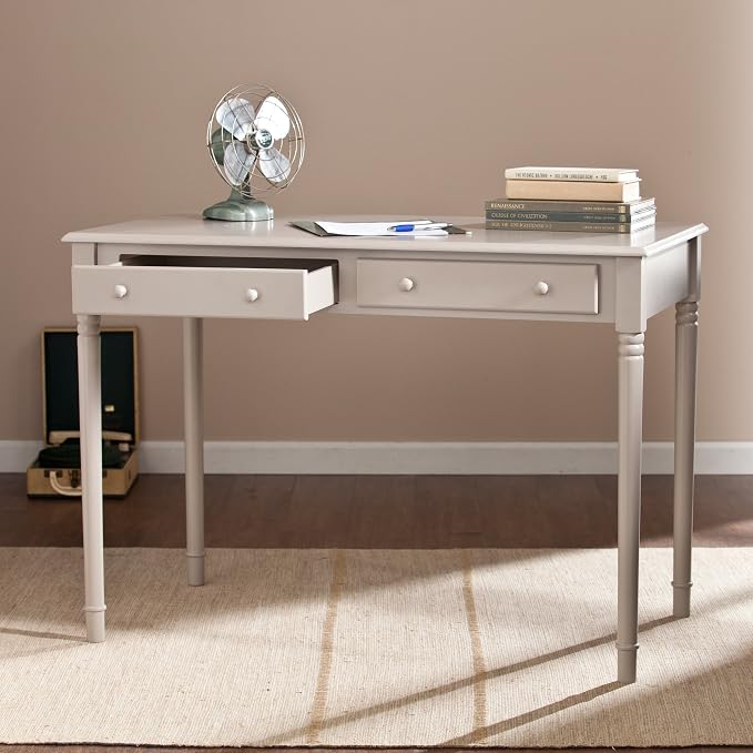 SEI Furniture - Janice 2-drawer Writing Desk - Gray - Transitional Design, Grey Finish - Ideal for Home Office, Bedroom (HO8796)