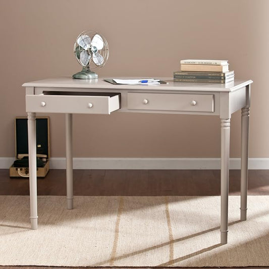 SEI Furniture - Janice 2-drawer Writing Desk - Gray - Transitional Design, Grey Finish - Ideal for Home Office, Bedroom (HO8796)