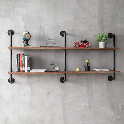 HDDFER Floating Shelves for Wall Laundry Room Shelves Bookshelf Industrial Pipe Shelving Shelf Real Wood Planks 60 inch Rustic Wall Shelves Hanging Bookshelves Farmhouse Kitchen Bar Shelving