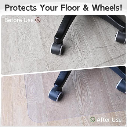 Office Chair Mat, 72" x 46" Clear Computer/Desk Chair Mat for Hardwood Floor, Thicker, Easy Glide, Non-Slip, Protects Hard Surfaces from Scratches, Ideal for Home or Office