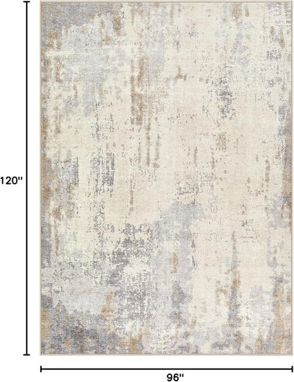 UERMEI 8x10 Washable Area Rug - Neutral Modern Abstract Living Room Rugs, Non-Slip Soft Large Indoor Floor Carpet for Bedroom Home Office & Under Dining Table Decor, Light Brown/Gray