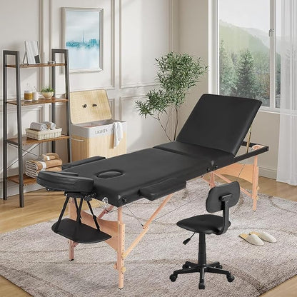 VECELO Height Adjustable Rolling Swivel Salon Stool, Small SPA Chair with Backrest for Drafting/Tattoo/Office/Massage/Medical Facial, Black