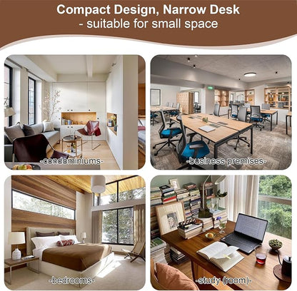 100% Solid Wood Desk with Drawers 32 x 16 Inch Mid Century Modern Narrow Desk Vintage Small Writing Wooden Desks for Small Spaces Bedroom, Living Room, Office