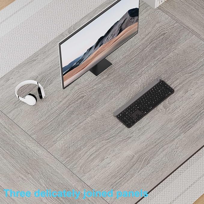 HSH 78 Inch Long Home Office Desk, Extra Large Grey Computer Desk for 2 Person, Industrial Wooden and Metal Executive Work Writing Study Gaming Desk Table, Modern Bedroom PC Laptop Desk Double Desk