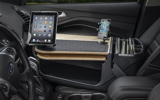 AutoExec AUE18002 GripMaster Car Desk Birch Finish with Phone Mount and Tablet Mount