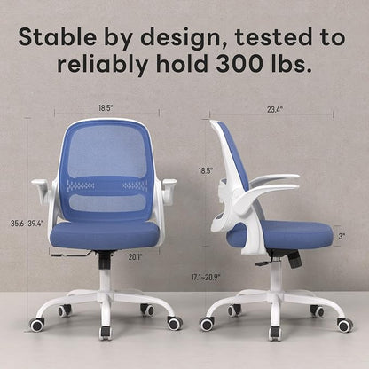 amseatec Office Chair，Ergonomic Mesh Desk Chair,Flip-Up Arms,Adjustable Height,Breathable Mesh Back & Thick Cushion Seat,360°Swivel Rolling Computer Chair,BIFMA Certified,Supports 300 lbs(Blue)