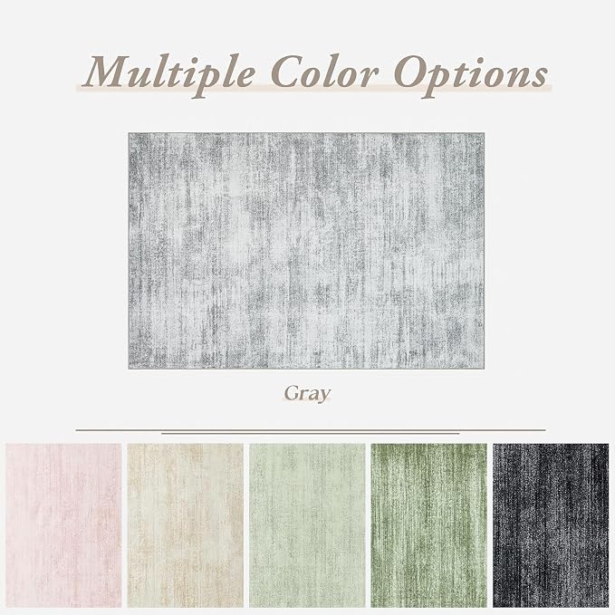 BILEEHOME Light Grey Modern Rug for Bedroom 3x5 Minimalist Abstract Style Low Pile Floor Carpet Non Slip Washable 3 x 5 Area Rug for Kitchen Laundry Room Entryway Gray