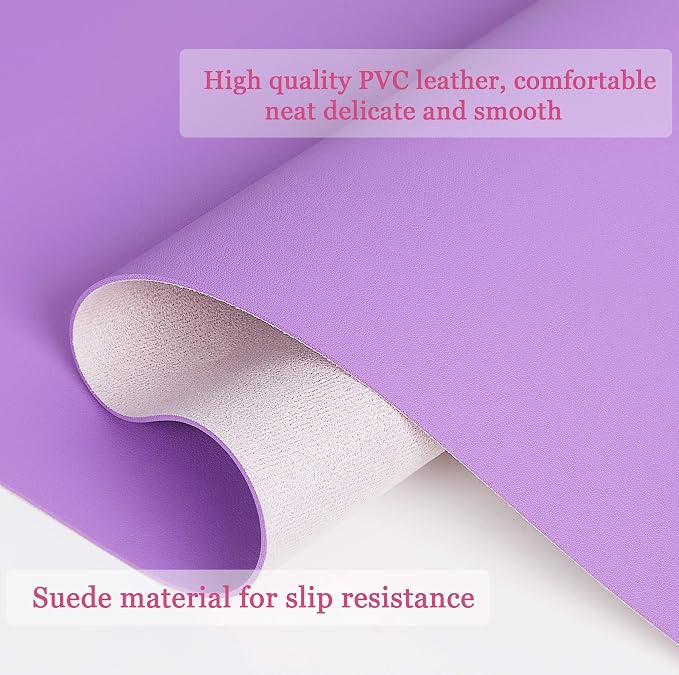 YSAGi Non-Slip Leather Desk Pad, Waterproof Laptop Computer Desk Keyboard Mat, Table Protector Blotter Mat, Large Mouse Pad for Office/Work/Home/Decor(Purple, 23.6" x 13.7")