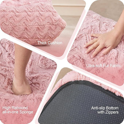 Hobestluk Adults Bean Bag Chair Faux Fur BeanBag Couch for Living Room | Pink Chevron,Ergonomic Design,Memory Foam,UltraSoft,Anti-slip Bottom,No Assembly Required,Decorative Style for Living Room