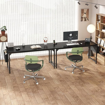 OLIXIS 63 Inch Computer Desk for Home Office, Writing Study Craft Gaming Table, Modern Computer Workstation with Storage Bag and Headphone Hook for Bedroom Small Spaces, Black