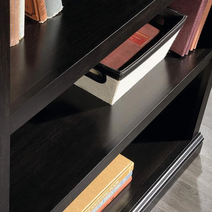 Sauder 3 Tier Book Shelf Wooden Bookcase Multipurpose Bookshelf for Home Office, Living Room, in Estate Black | Multipurpose