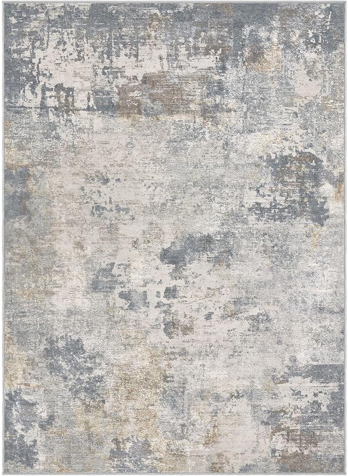 UERMEI 4x6 Area Rug Living Room Rugs - Washable Neutral Modern Abstract Soft Thin Rug Indoor Floor No Slip Rug Carpet for Bedroom Under Dining Table Home Office Decor - Blue Grey