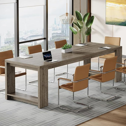 Tribesigns 7 ft Conference Table for 6 to 8 People, Modern Rectangle Meeting Room Desk for Boardroom, Home Office (2, Gray)