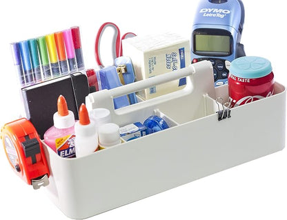 -Large Portable Caddy, DIY Dividers, 8 Compartments, School Office Supplies Home Business Organizer,Portable Basket with Handle Storage Organizer Modern Made in USA (6 PACK, Ivory)