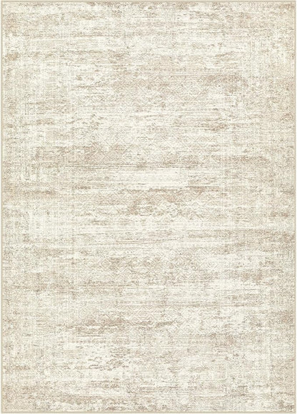 UERMEI 6x9 Area Rug Living Room Rugs - Washable Neutral Modern Abstract Soft Thin Rug Indoor Floor No Slip Rug Carpet for Bedroom Under Dining Table Home Office Decor - Beige/Brown