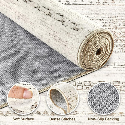 Nakagishi 10x12 Area Rug Living Room: Washable Boho Large Neutral Modern Soft Stain Resistant Farmhouse Indoor Floor Rug Non Slip Accent Carpet for Bedroom Nursery Kids Playroom Office- Colorful