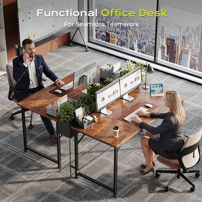 PRAISUN 47 Inch Computer Desk, Home Office Desk with Spacious Desktop, Modern Gaming Desk, Writing Study Table for Bedroom, Small Spaces, Work from Home Desk with Metal Frame, Rusitc Brown