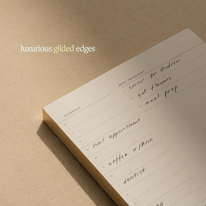 Daily To-Do List Notepad – Desk Pad for Work and Study, Gold, 8.25x5.85 Inches