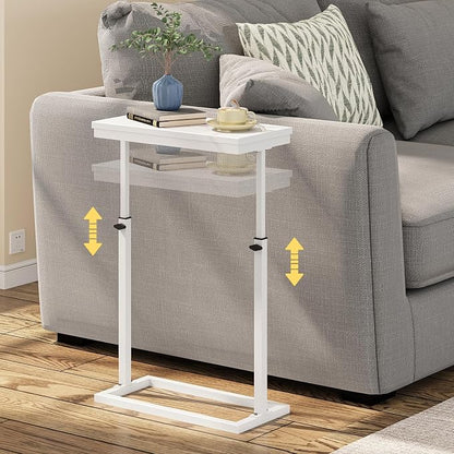 TUTOTAK End Table, Side Table, Tall Couch Table, Sofa Table, Living Room, Bedroom,White TB01BW083