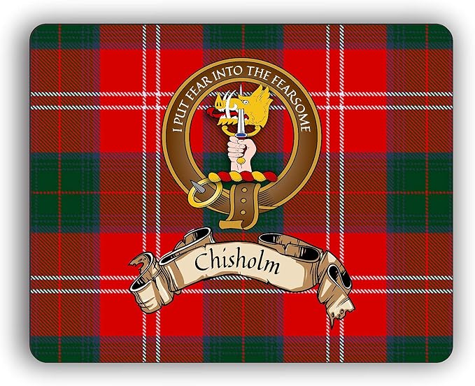 Scottish Clan Chisholm Tartan Crest Computer Mouse Pad