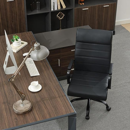 Office Desk Chair,Modern Conference Room Chairs,High Back Ergonomic Home ofiice Chair,Adjustable Height Swivel Executive Computer Chair with Padded Seat and Armrest,Pure Black