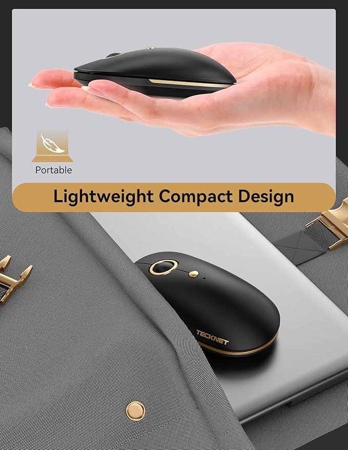 TECKNET Wireless Mouse, 2.4G Computer Mouse for Laptop, 4800 DPI Silent Mouse with USB Receiver, Slim Portable Travel Mouse Compatible with MacOS Windows Android PC Chromebook, 18 Months Battery Life