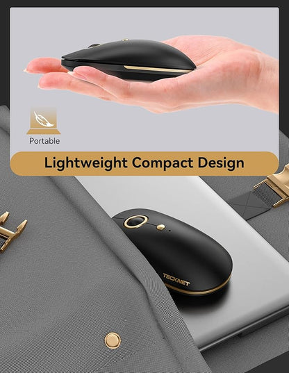 TECKNET Wireless Mouse, 2.4G Computer Mouse for Laptop, 4800 DPI Silent Mouse with USB Receiver, Slim Portable Travel Mouse Compatible with MacOS Windows Android PC Chromebook, 18 Months Battery Life