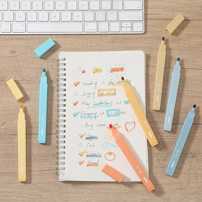 Mr. Pen- Aesthetic Highlighters No Bleed, 8 Pack, Pastel Colors, Chisel Tip | Cute Highlighters Assorted Colors for Journaling, Highlighting, Underlining, Fast Dry, Back to School Supplies
