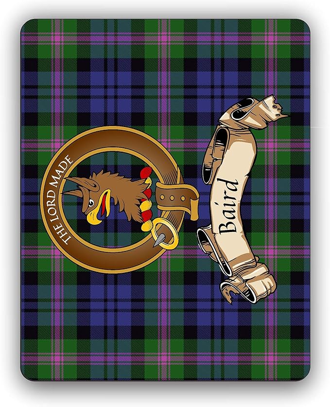 Scottish Clan Baird Tartan Crest Computer Mouse Pad