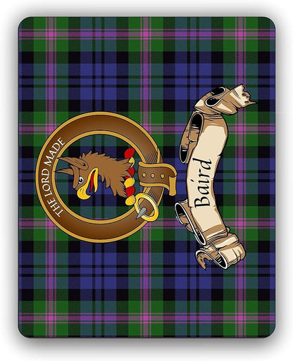 Scottish Clan Baird Tartan Crest Computer Mouse Pad