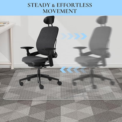 Office Chair Mat, 45" x 53" Transparent Desk Chair Mat for Low Pile Carpeted Floor, Easy Glide Carpet Floor Protector Mat for Home and Office