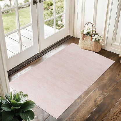 BILEEHOME Pink Small Rug for Kitchen Bathroom, Boho Abstract Modern Washable Non Slip Area Rugs for Girls Bedroom Kids Room 3x5