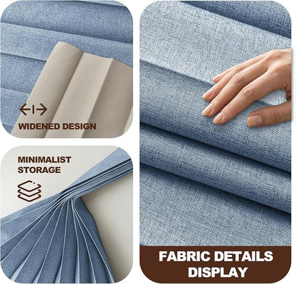 JILRON Accordion Partition Curtain with Ceiling Track - Space-Saving Room Divider, Tool-Free Installation(Blue 100" W x 108" L-Pack of 1)