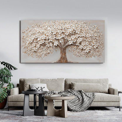 Canvas Wall Art Decor Prints Oversized Wall Art Pictures for Living Room Tree of Life Wall Art Decor Canvas Art Wall Decor Modern Large White Wall Art Prints Artwork for Walls Bedroom Office Decor 29" X 58"