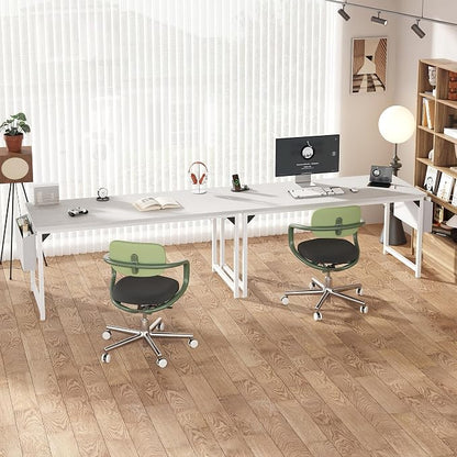 OLIXIS 63 Inch Computer Desk for Home Office, Writing Study Craft Gaming Table, Modern Computer Workstation with Storage Bag and Headphone Hook for Bedroom Small Spaces, White