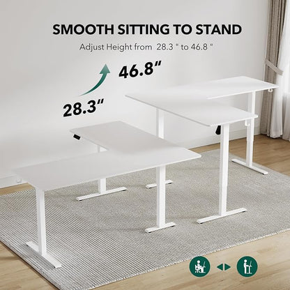 Cubiker L Shaped Standing Desk - 63 x 55 Inch Electric Adjustable Height Corner Standing Desk, Ergonomic Sit Stand Up Table with 3 Memory Buttons, Splice Board for Home Office, White