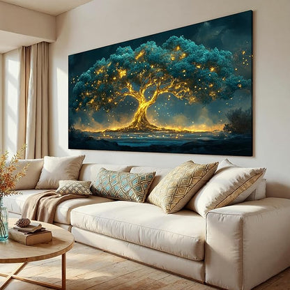 Canvas Wall Art Decor Green Botanical Wall Art Decor Canvas Art Wall Decor Modern Large Tree of Life Wall Art for Living Room Oversized Wall Art Prints Artwork for Walls Home Office Wall Decor 39"X78"
