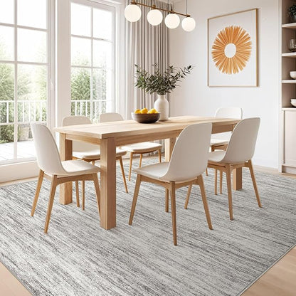 Nakagishi 8X10 Area Rugs Living Room: Washable Large Vintage Rug Neutral Non-Slip Soft Stain Resistant Indoor Carpet for Bedroom Nursery Dining Room Office Playroom - Grey-01