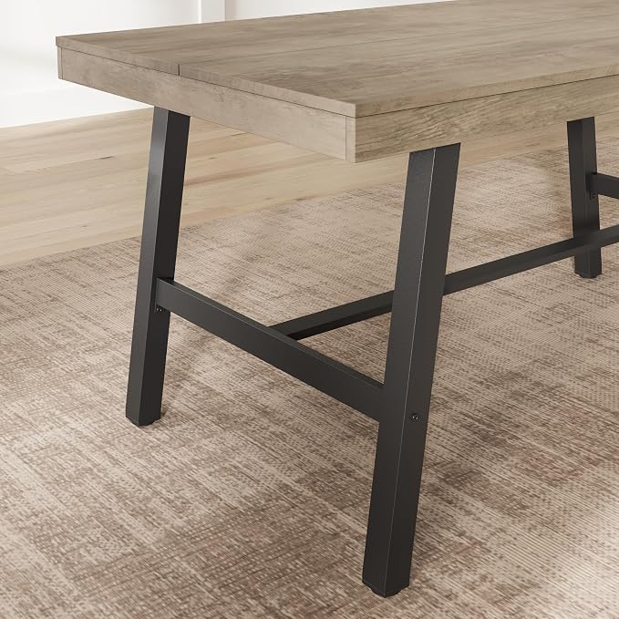 GarveeHome Industrial Dining Table for 2-4, 55" Heavy Duty Rectangular Kitchen Table with 2"×2" Metal Legs, Small Space Dining Table for Kitchen, Dining Room (Grey, 55" Non-extendable)