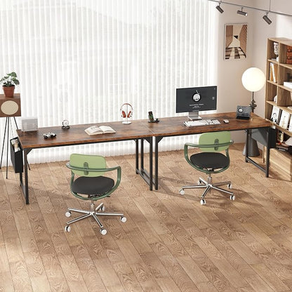 OLIXIS 63 Inch Computer Desk for Home Office, Writing Study Craft Gaming Table, Modern Computer Workstation with Storage Bag and Headphone Hook for Bedroom Small Spaces, Rustic Brown