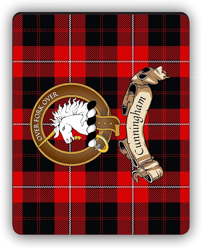 Scottish Clan Cunningham Tartan Crest Computer Mouse Pad