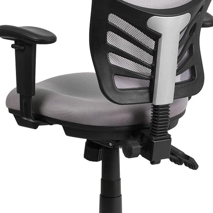 Flash Furniture Nicholas Mid-Back Swivel Office and Gaming Chair, Ergonomic Mesh Office Chair with Adjustable Lumbar Support and Height, Gray