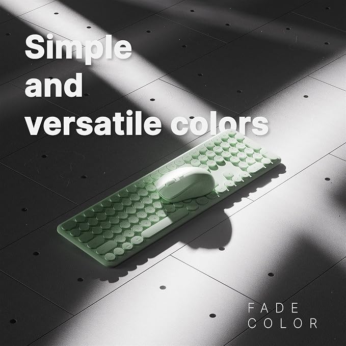 Wireless Keyboard and Mouse Combo with 110 Round Keycaps, Power Switch, and Scissor-Switch Typing Feel – Ideal for Office Use (Green)